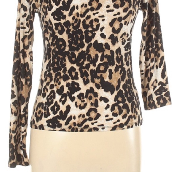 Gaze L tan animal print asymmetrical stretch top - Picture 5 of 12